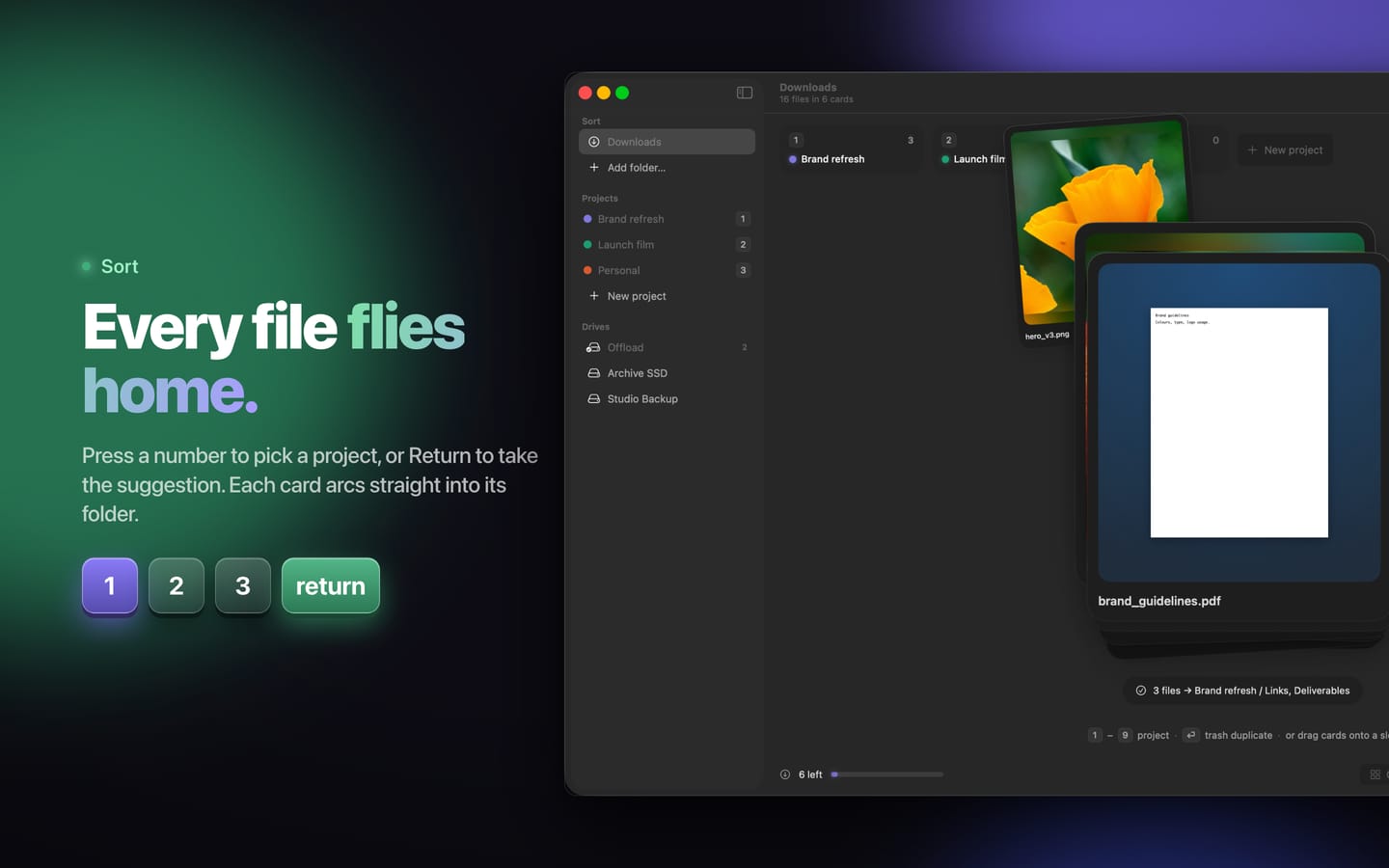 App Store screenshot 2: Every file flies home.